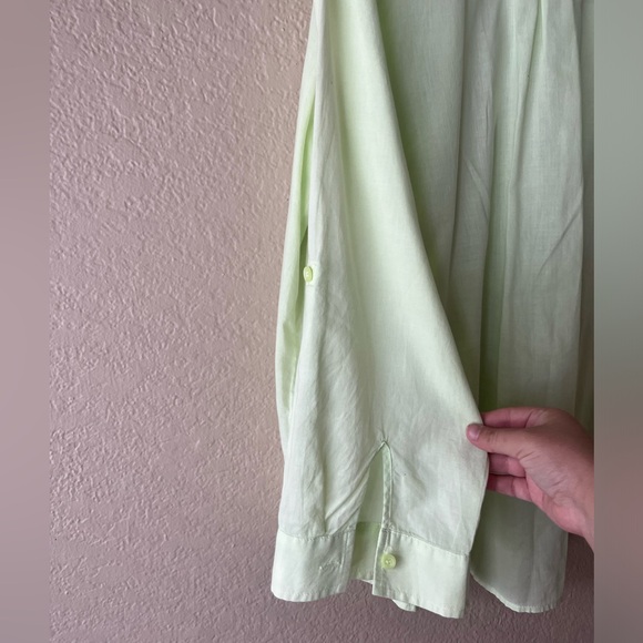 Chicos 3 100% Cotton Light Green Half Button Half Hidden Button Down Long Sleeve - Picture 7 of 11